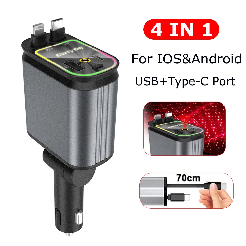 VENCI Starcharge 5-in-1 Retractable Car Charger