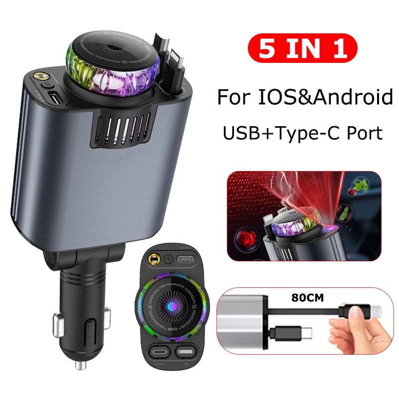 VENCI Starcharge 5-in-1 Retractable Car Charger